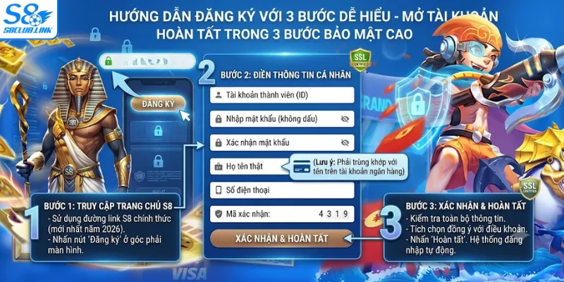 Mở tài khoản hoàn tất trong 3 bước bảo mật cao